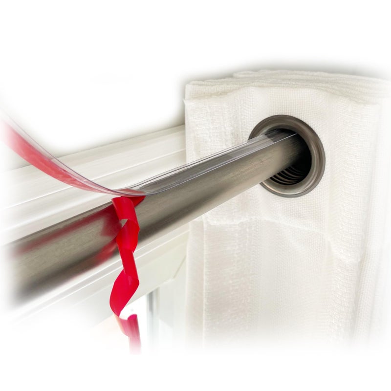 OooWow 26 ft Clear Drapery Ring Slider Effortlessly Prevents Shower and Curtain Rings from Snagging, Ensuring a Smooth, Silent Slide. Curtain Rod Slider- Curtain Ring Slide (26 feet) - Image 1